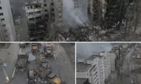 Imagini din dronă. Ce a mai rămas dintr-un oraș din regiunea Kiev, bombardat de armata rusă